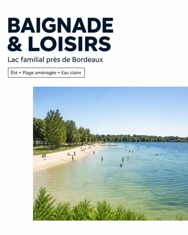 Lac près de Bordeaux eau turquoise au domaine d’Hostens avec plage aménagée et ambiance familiale