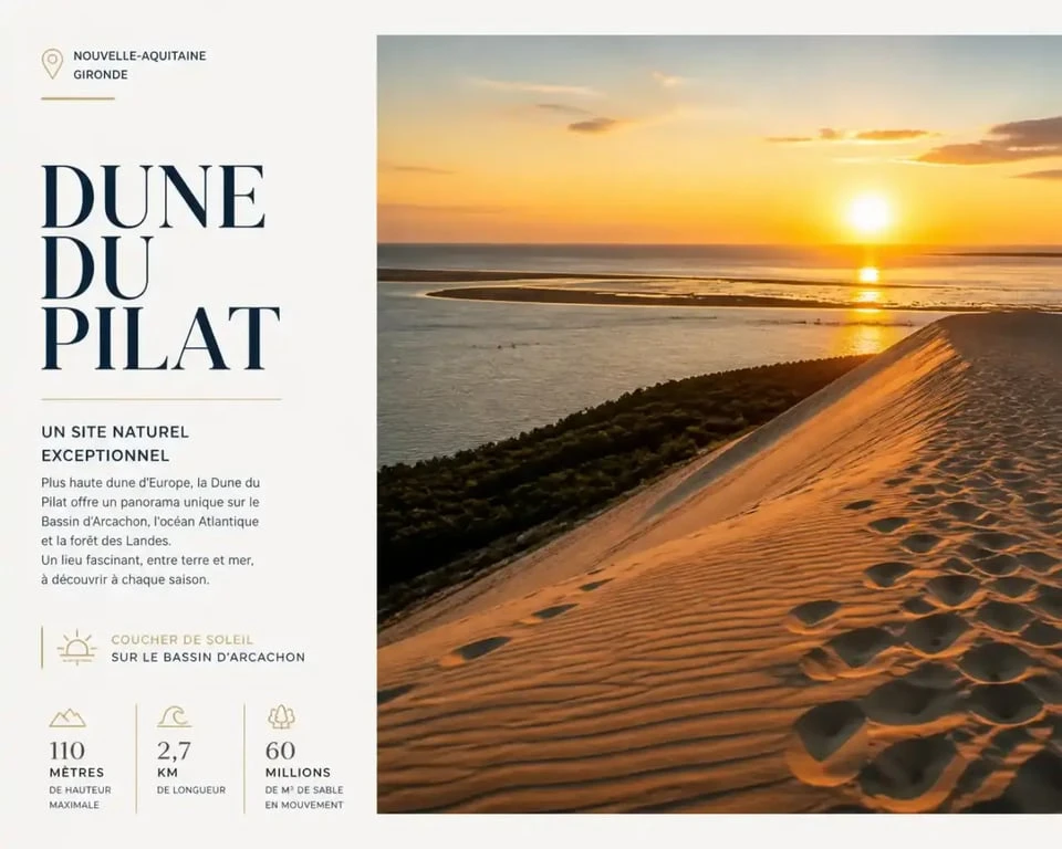 Vue panoramique de la Dune du Pilat, incontournable lors d'un séjour au Bassin d'Arcachon que faire