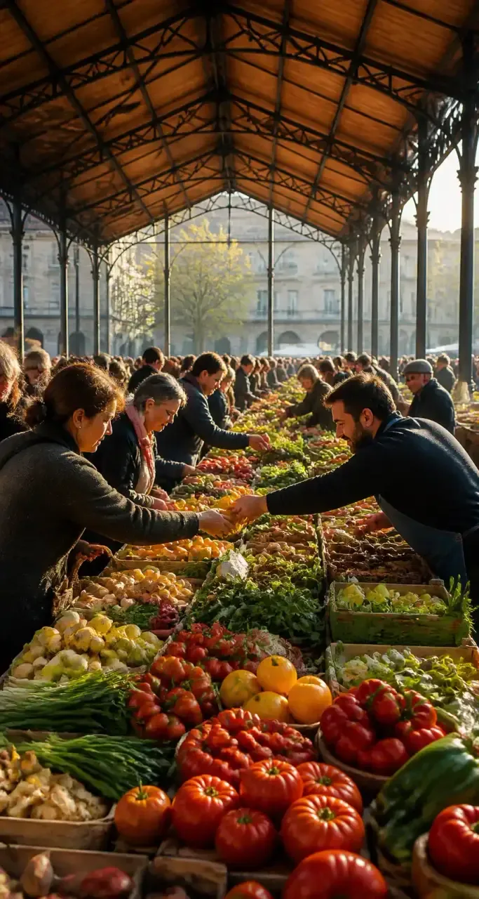 Halle du marché des Capucins et ses produits locaux, Bordeaux