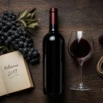 Millésime vin Bordeaux pour cave de garde, bouteille et carnet 2019