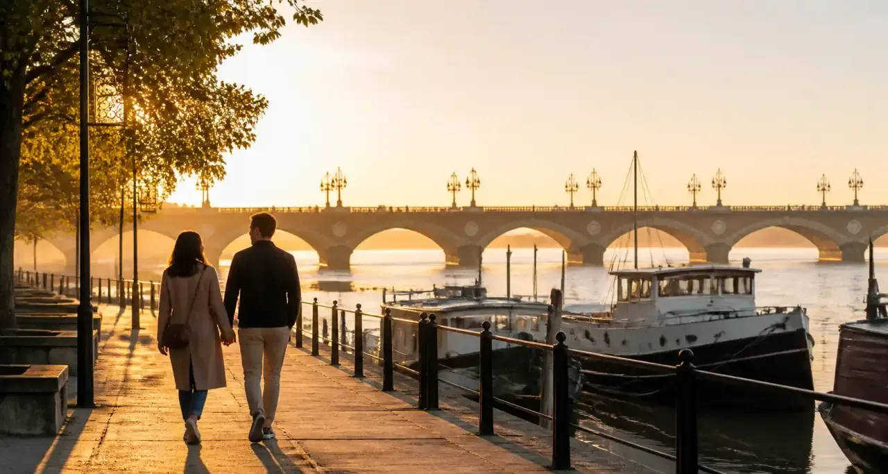Promenade des quais de Bordeaux au bord de la Garonne