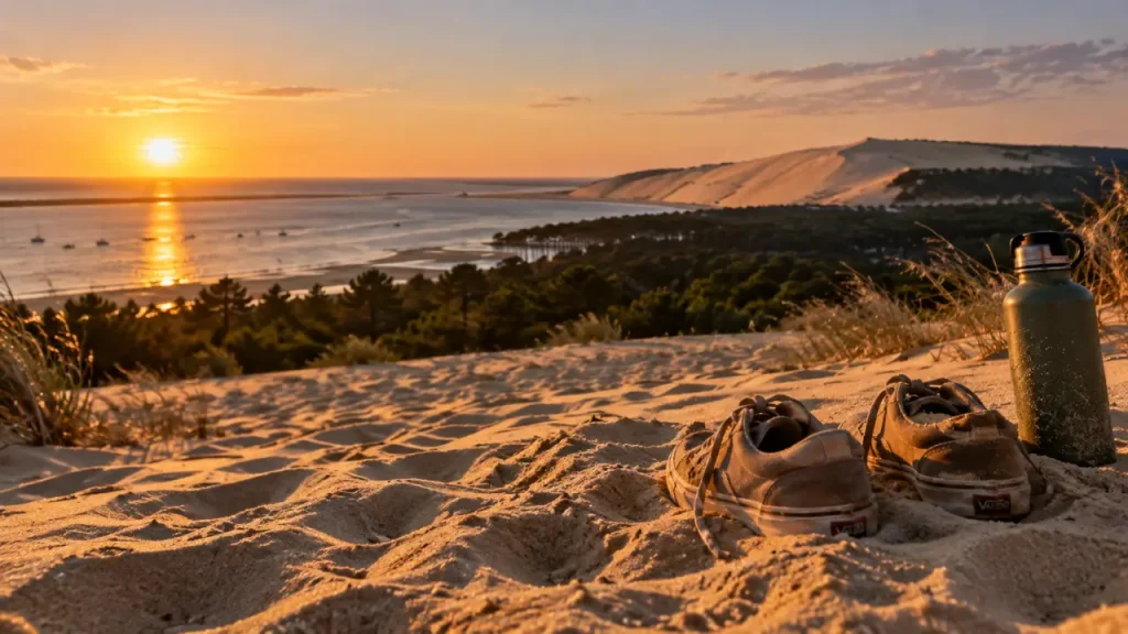 Activite bassin d arcachon : dune, sable et horizon au golden hour