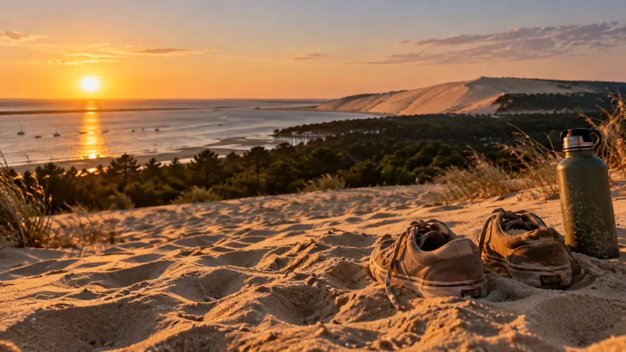Activite bassin d arcachon : dune, sable et horizon au golden hour