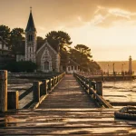 Arcachon le Moulleau, jetée au coucher du soleil, Bassin