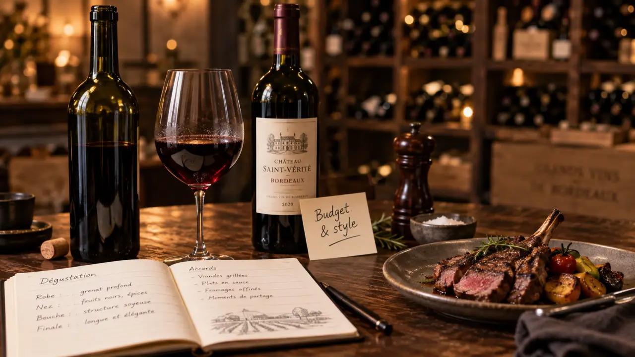 Bouteille bordeaux et vin rouge : accord au repas