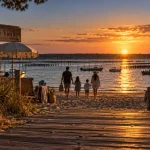 Camping bassin d arcachon Fontaine Vieille : plage directe au coucher du soleil