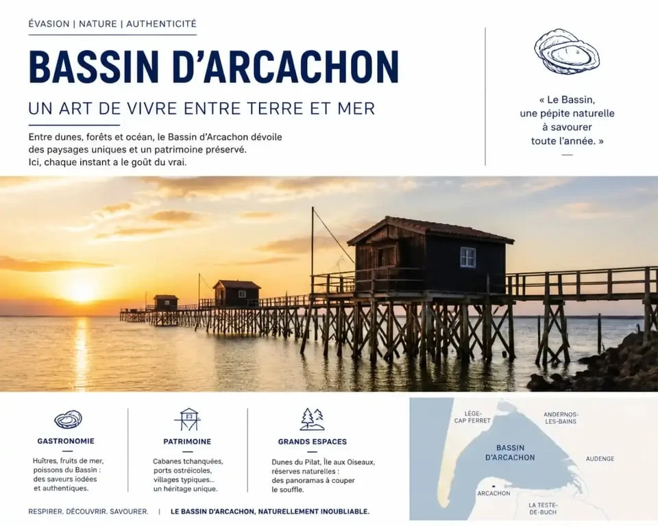 Vue panoramique du Bassin d'Arcachon pour illustrer l'agenda des sorties et événements locaux