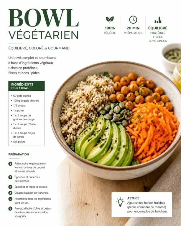 Bowl végétarien maison, une alternative saine pour manger pas cher à Bordeaux