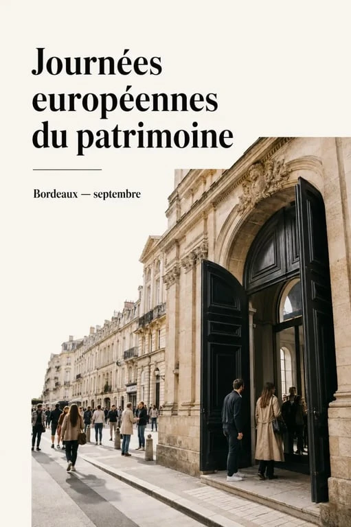 Journée du patrimoine 2025 Bordeaux : vue éditoriale des façades historiques et des visiteurs dans la ville
