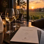 Hotel luxe Bordeaux : intérieur hôtel, table et vue vignes