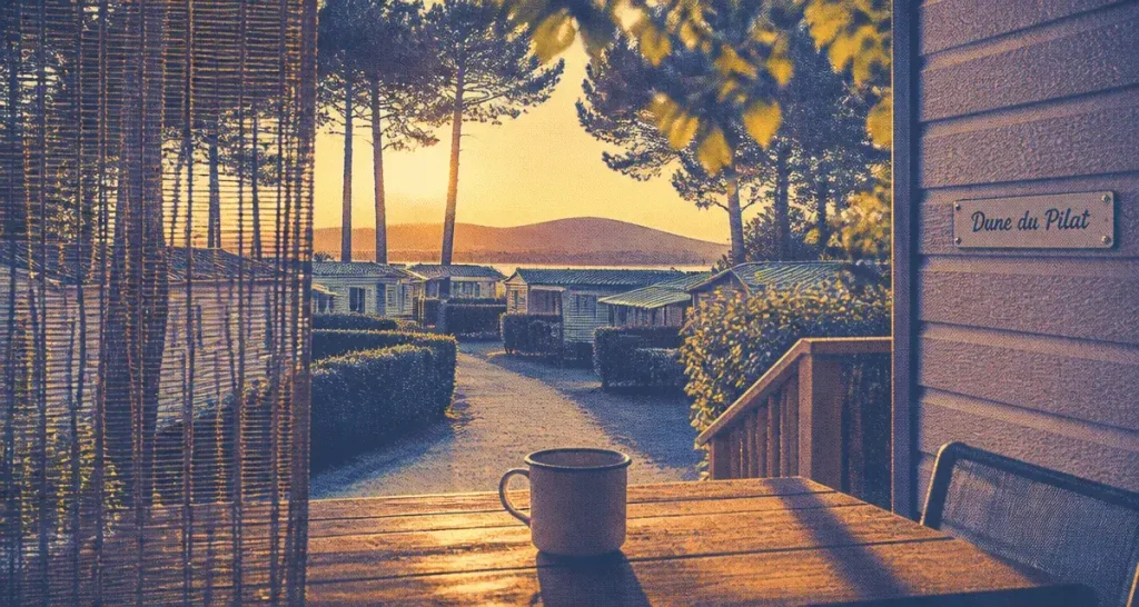 Location mobil home bassin arcachon, vue Dune du Pilat depuis un camping