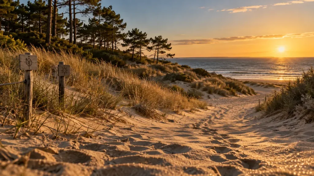 Plage naturiste arcachon près de la Lagune, sable et chemin vers l’océan