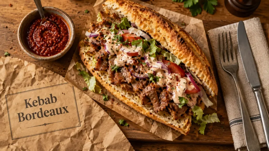 Meilleurs kebab bordeaux : kebab turque, pain croustillant et crudités