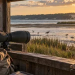 oiseaux bassin arcachon à marée haute, observatoire sur vasières