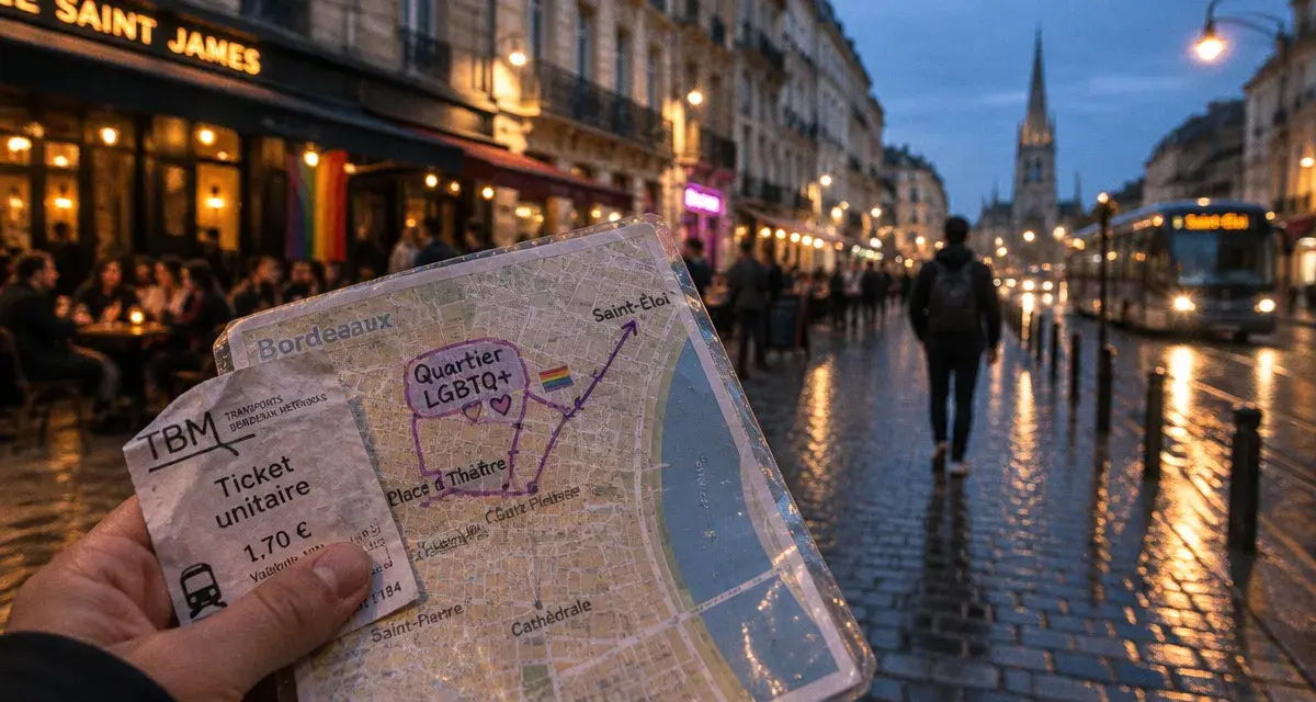 Quartier gay bordeaux : itinéraire LGBTQ+ sur un plan de ville