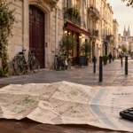 Quartier saint bruno bordeaux, rue résidentielle et tramway flouté